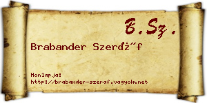 Brabander Szeráf névjegykártya
